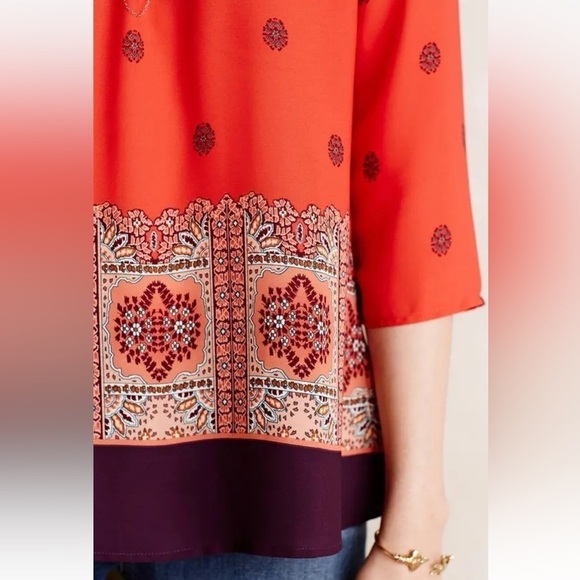 Anthropologie Maeve Rila Border Print Boho Blouse - Picture 3 of 8